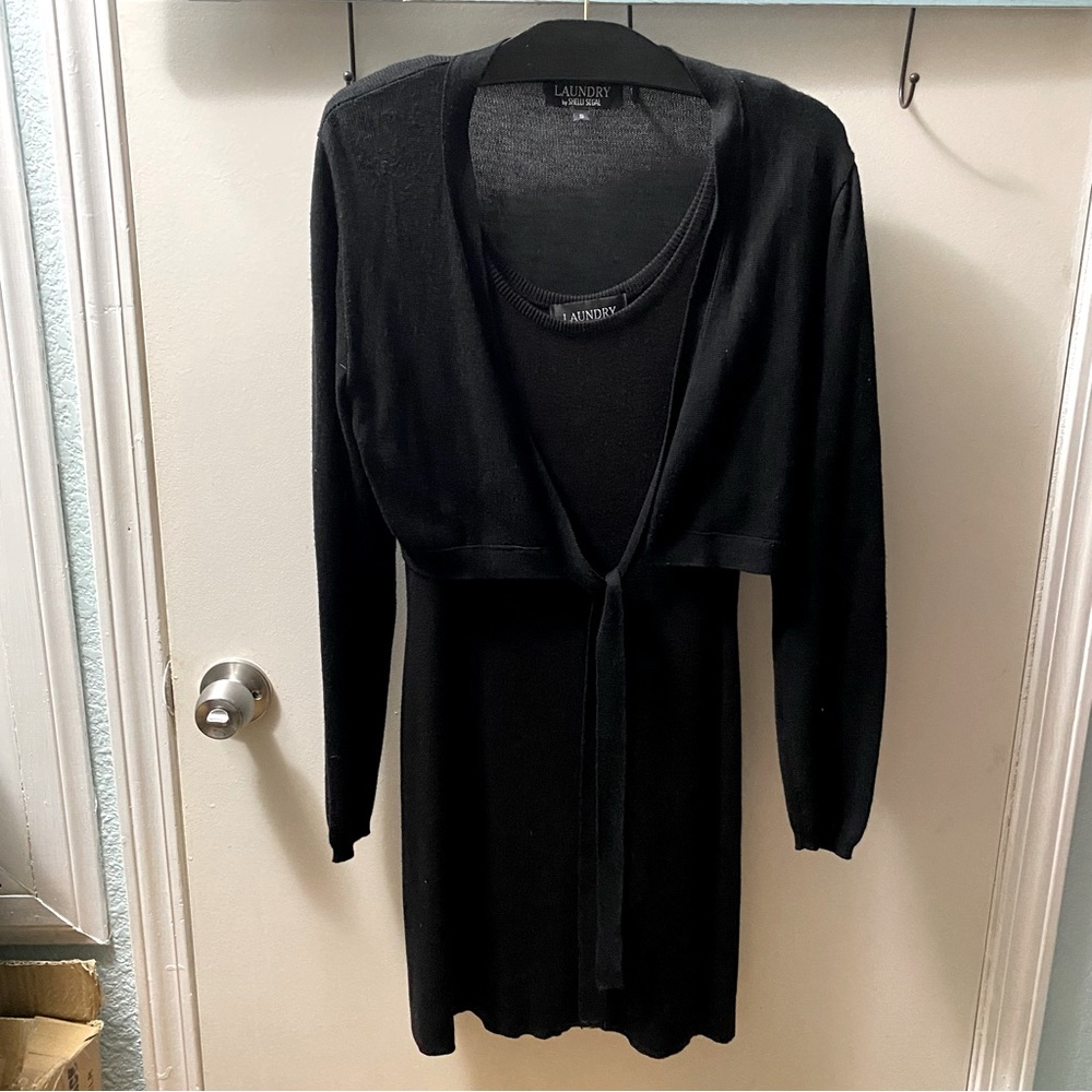 Laundry by Shelli Segal Ribbed Knit Dress With Matching Cardigan Size Small